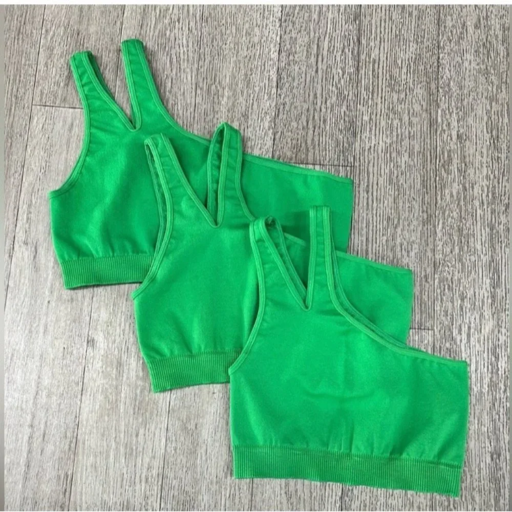 Camila Coelho Belmira Crop Top Sports Bra Green S/M - Picture 2 of 9
